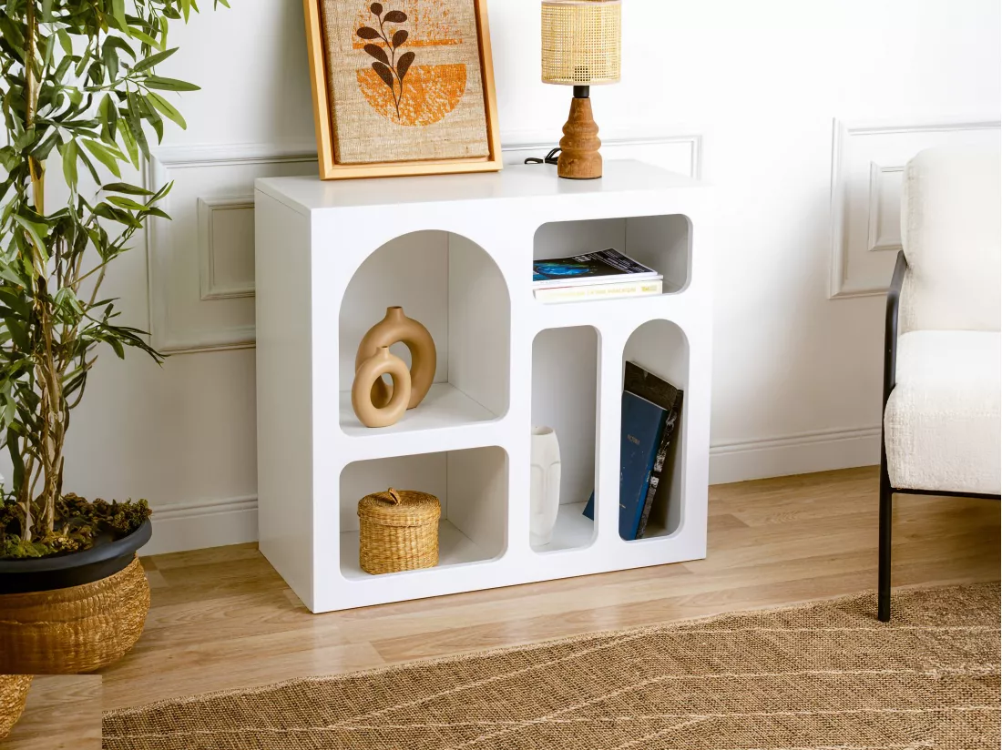 Console avec 5 niches - Blanc - LUELA