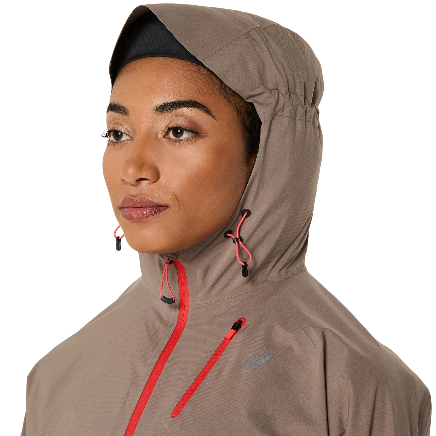 Asics Wms Fujitrail Elite Waterproof Jacket Taupe Grey