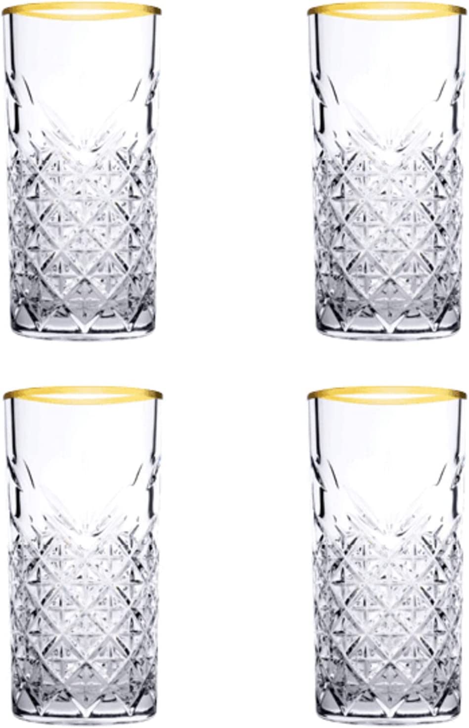 Set aus 4 Longdrinkgläsern mit Goldrand