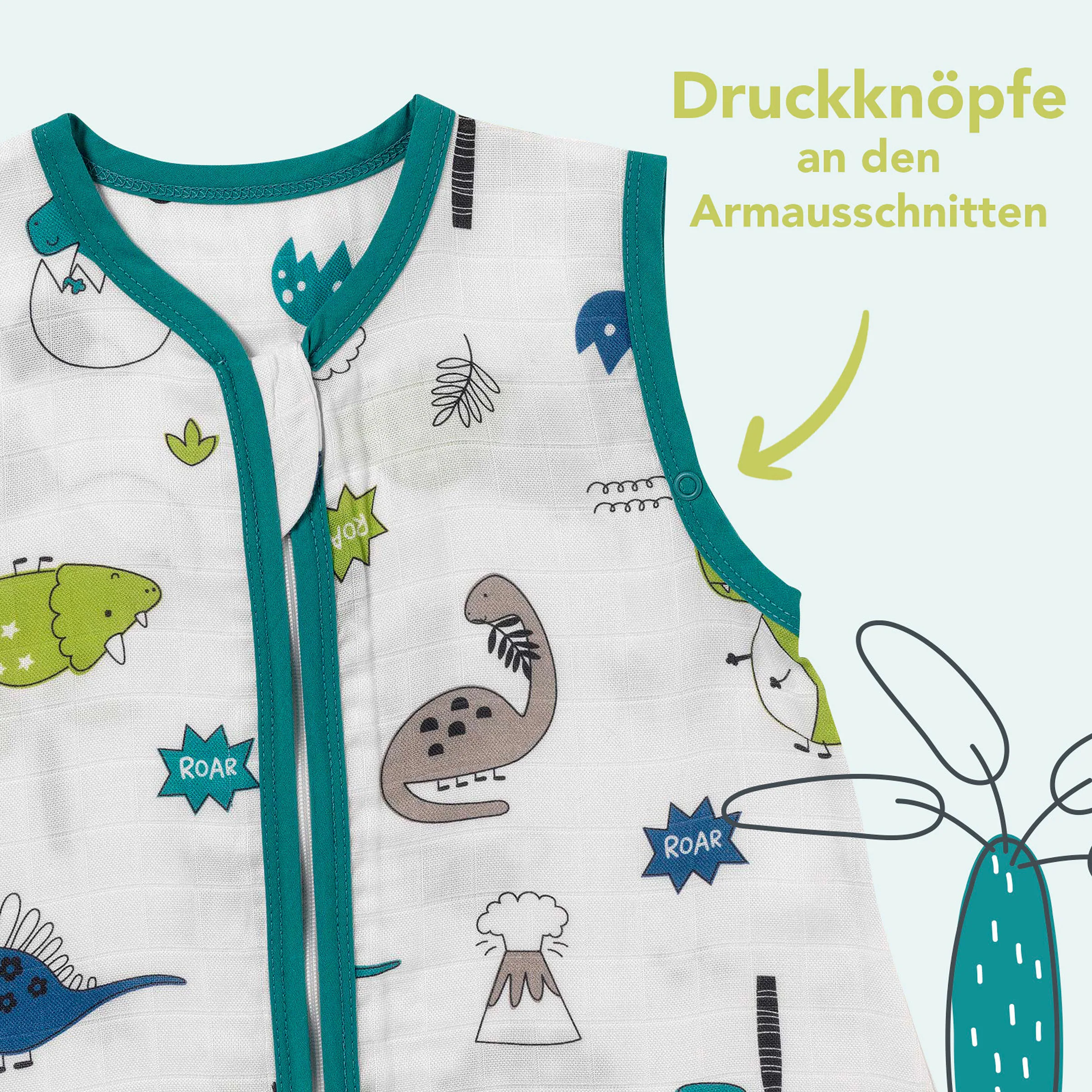 schlummersack Schlafsack mit Füßen 0.5 Tog Dinosaurier