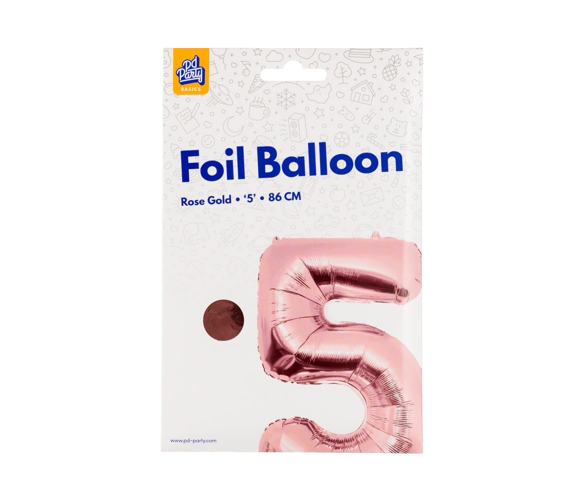 5 Jaar Cijfer Ballon Rose Goud Leeg 86cm