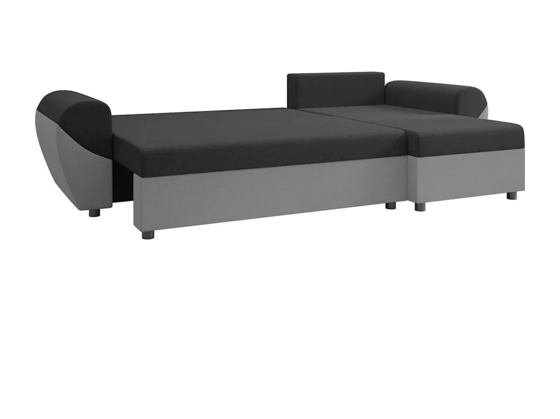 Canapé d'angle convertible et réversible en tissu noir et gris LIERNO