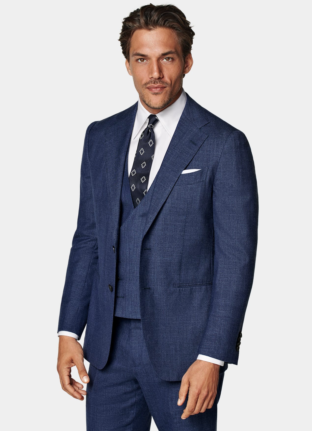 Costume trois pièces Havana coupe Tailored bleu moyen