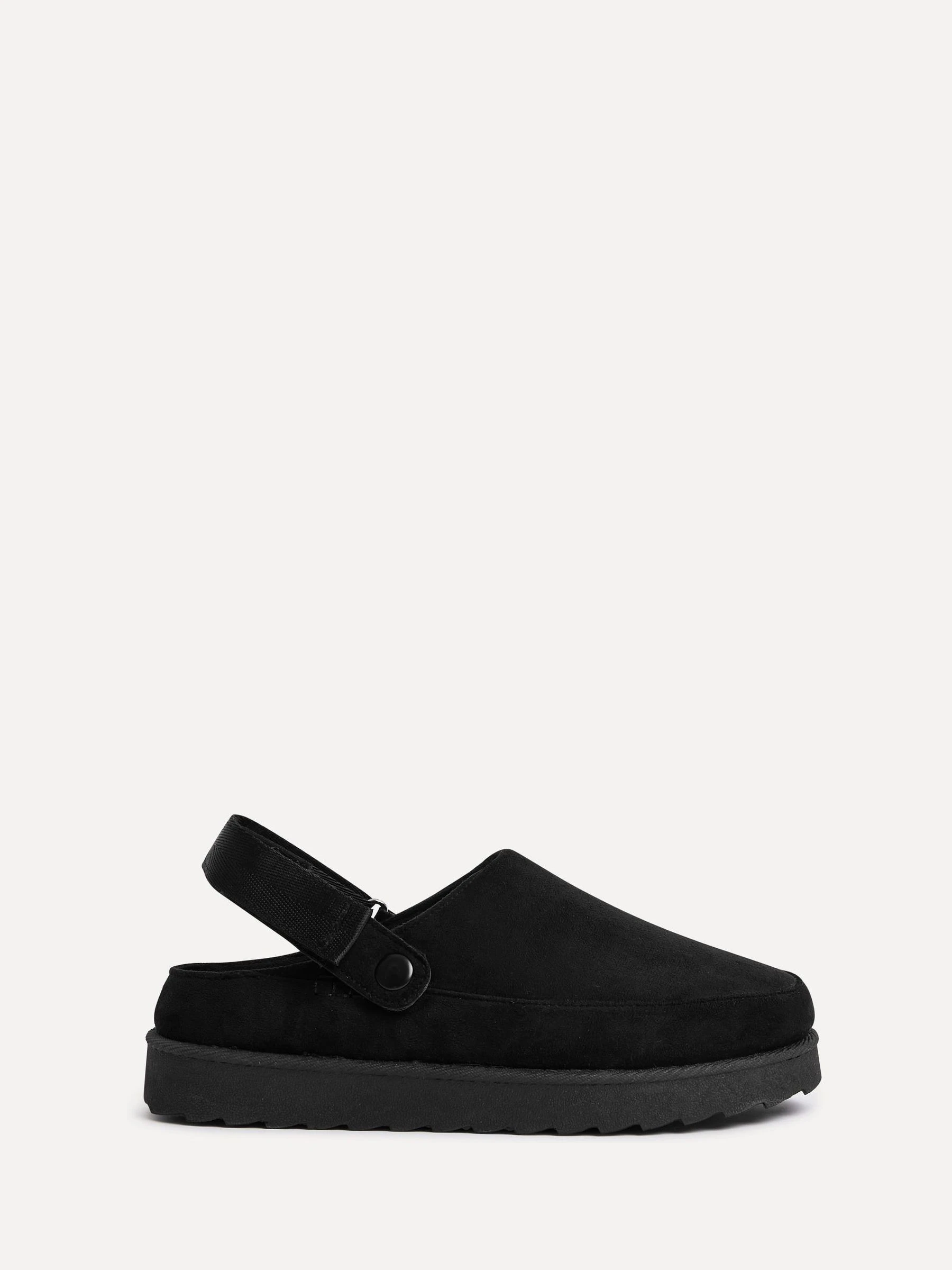 Zwart - Linzi Teddy Slip-On Slingback Clogs