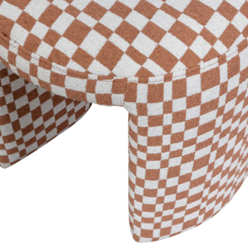 WOOOD kruk Charlie ruit dessin oranje chenille stof 2 stuks