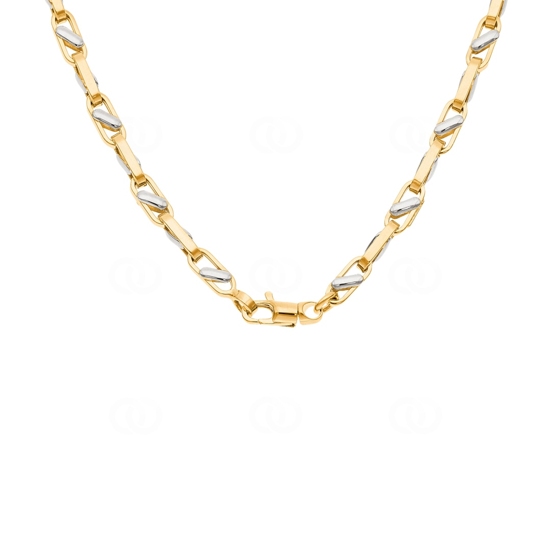4.5mm Fantasiekette 750/18 K Gelb-/ Weissgold halbmassiv