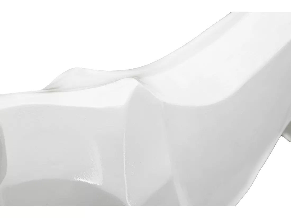 Sculpture géométrique de panthère blanche, 70x18x32,5 cm - Statue moderne inspirée du cubisme en résine