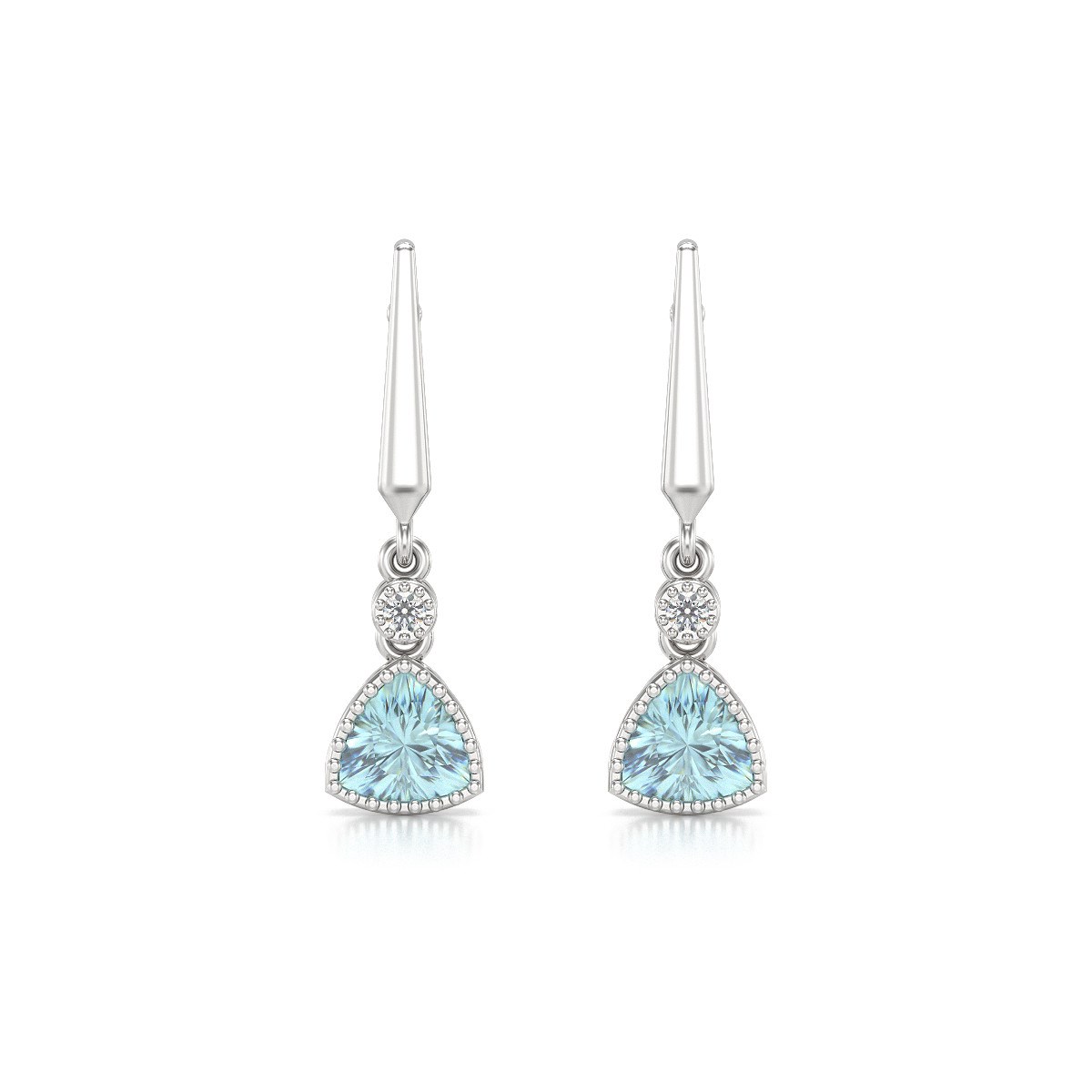 Boucles d'oreilles ADEN Aigue-Marine et Diamants sur Argent 925 2.398grs