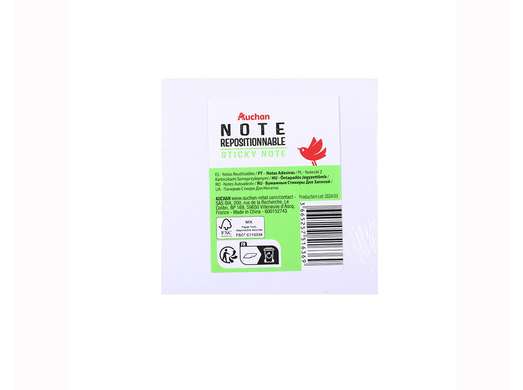 NOTAS AUTOCOLANTES AUCHAN VERDE