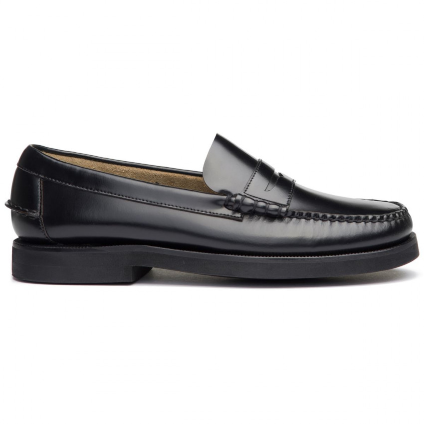 DAN POLARIS WIDE Black MOCASSIN-Mocassin pour homme en cuir largeur wide