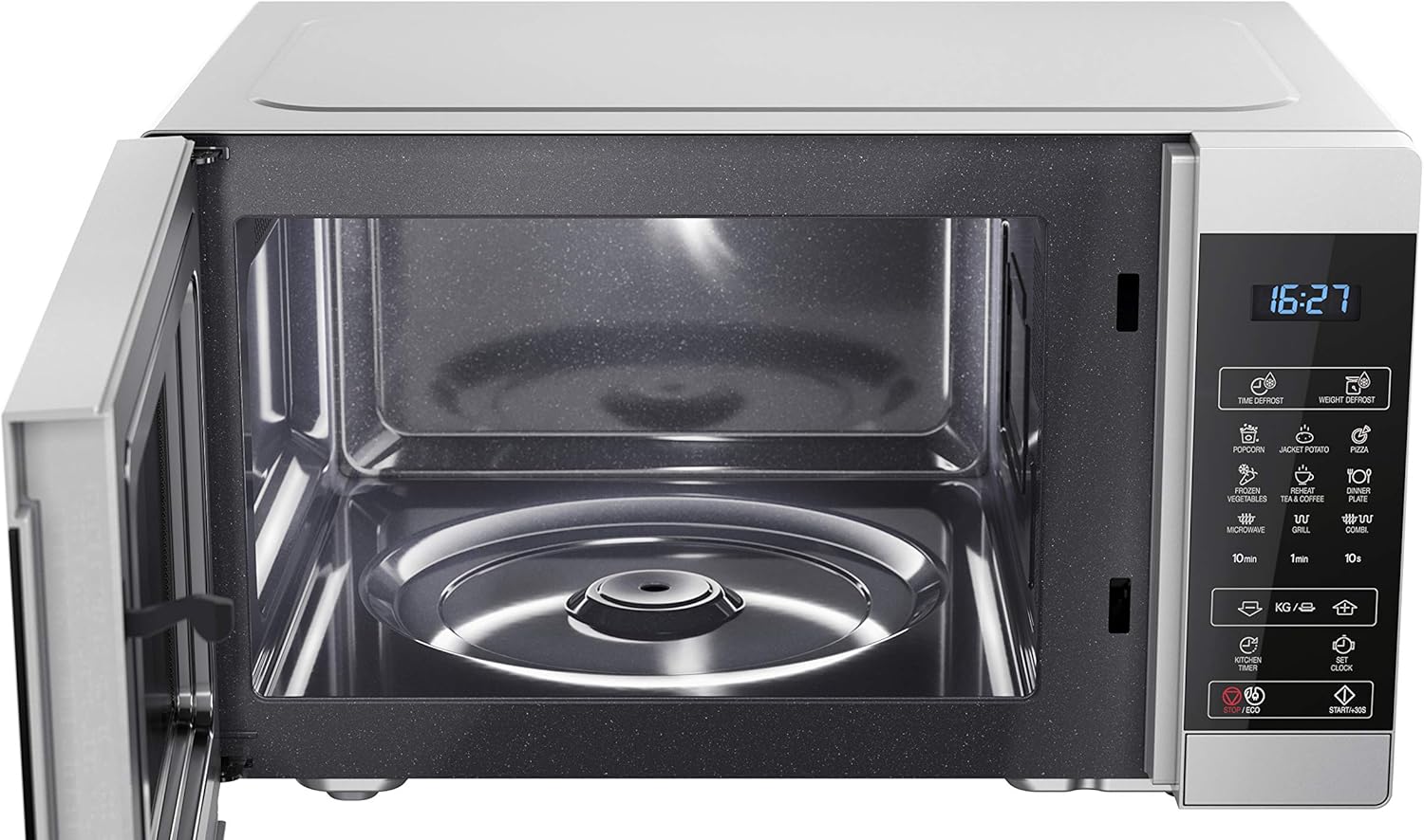 SHARP YC-MG81EW Mikrowelle mit Grill 28 Liter, digitale Steuerung, Mikrowelle: 900 W, Grill: 1100 W, 11 Leistungsstufen, Drehteller, Kindersicherung, ECO-Funktion, Weiß