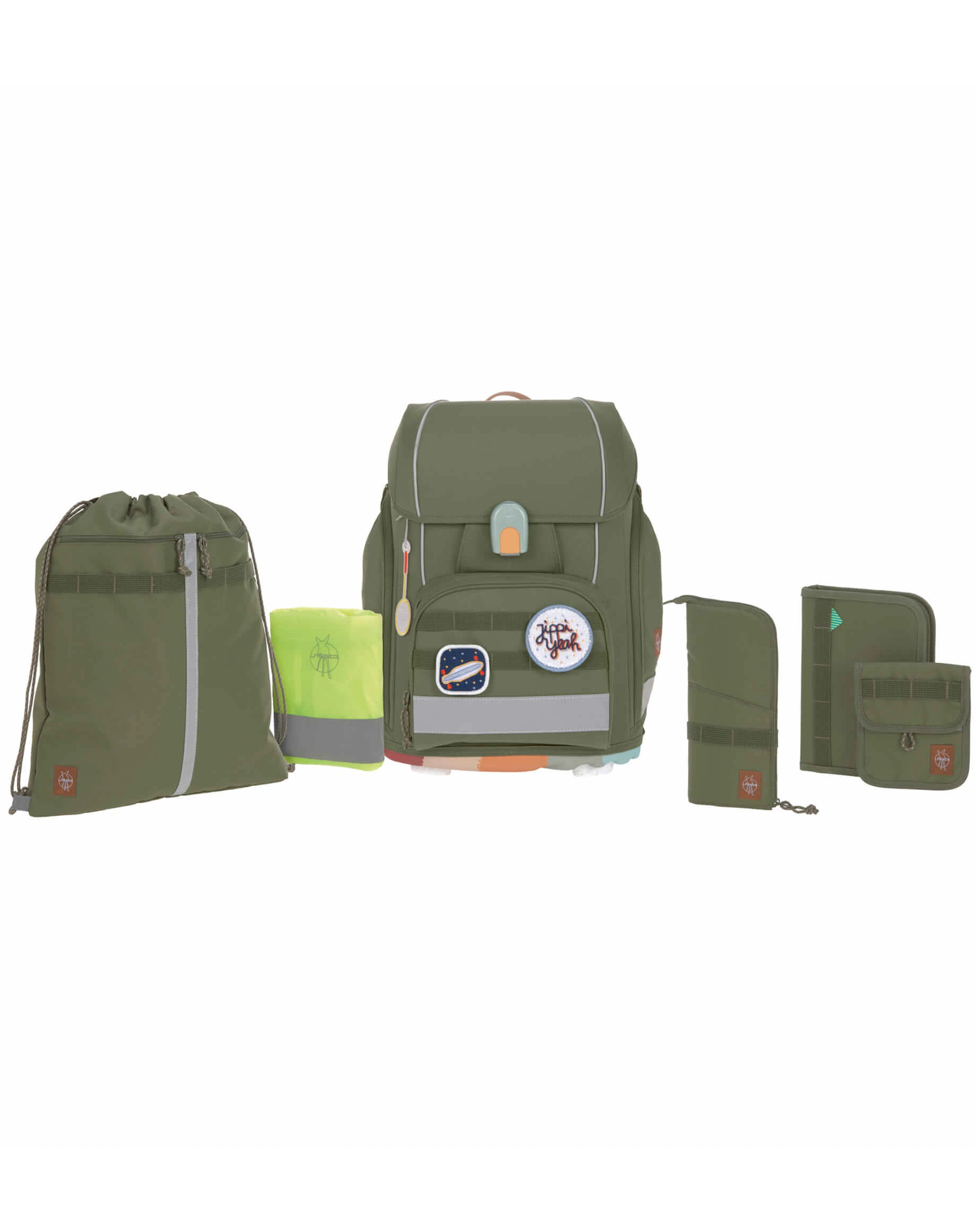 Schulranzen-Set BOXY UNIQUE (30x25x42) 7-teilig in olive