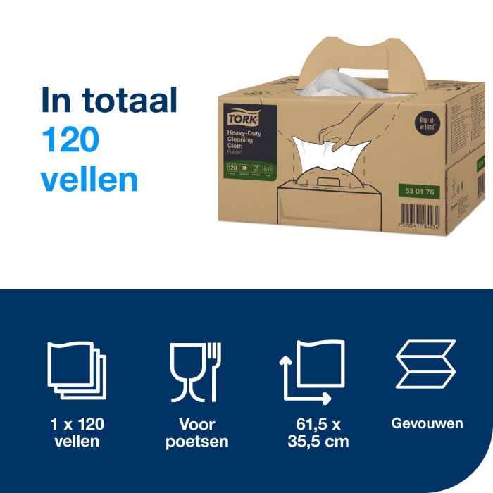 Tork 530176 Premium 530 werkdoek (530175) 1-lgs wit 64x39 doos à 120 vel handybox (530176)