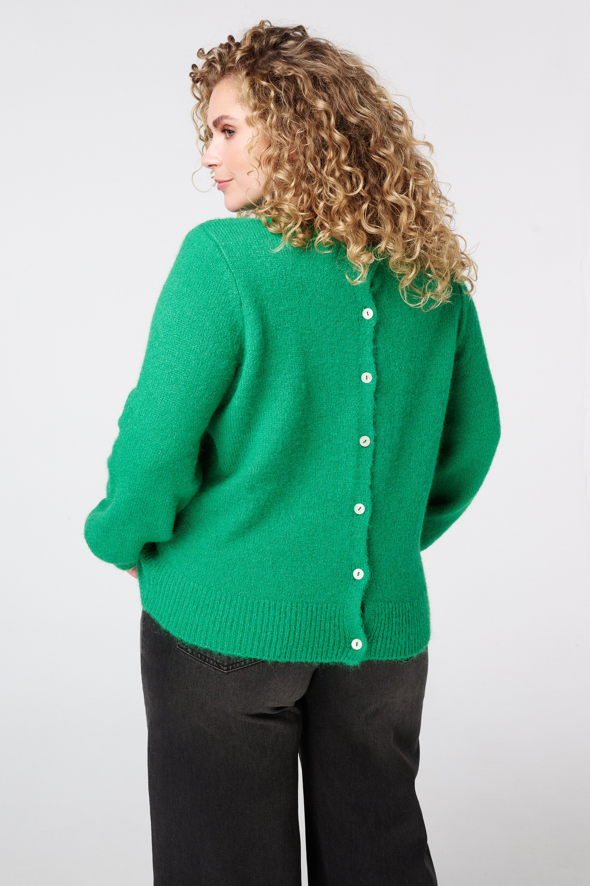 Fijn gebreid vest met knoopsluiting Fel groen