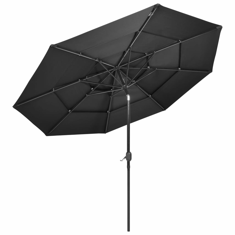 Parasol à 3 niveaux avec mât en aluminium 3 m anthracite