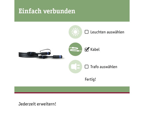 Paulmann Plug & Shine kabel IP68 zwart 1in - 3 uit 1,0 m 24V