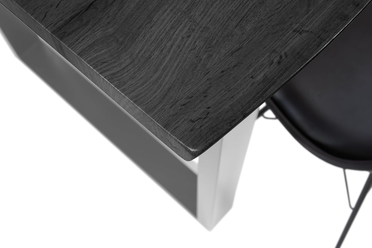 SAM Esstisch Josy | 140 x 80 cm | Holz-Optik in Grau | U-Gestell Metall Silber | 40 mm Tischplatte mit Baumkante | Tisch für Esszimmer & Küche