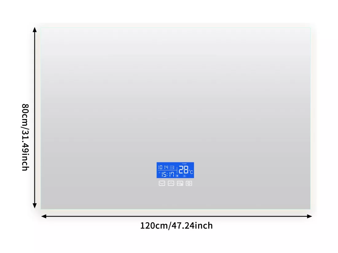 Miroir Salle de Bain avec Éclairage - 120 x 80 cm - Miroir LED Salle de Bain - avec Tactile, Anti-buée, Horloge, Température, Dimmable