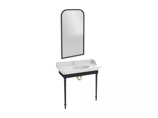 Console JACOB DELAFON Cléo 1889 avec plan vasque + miroir + siphon or