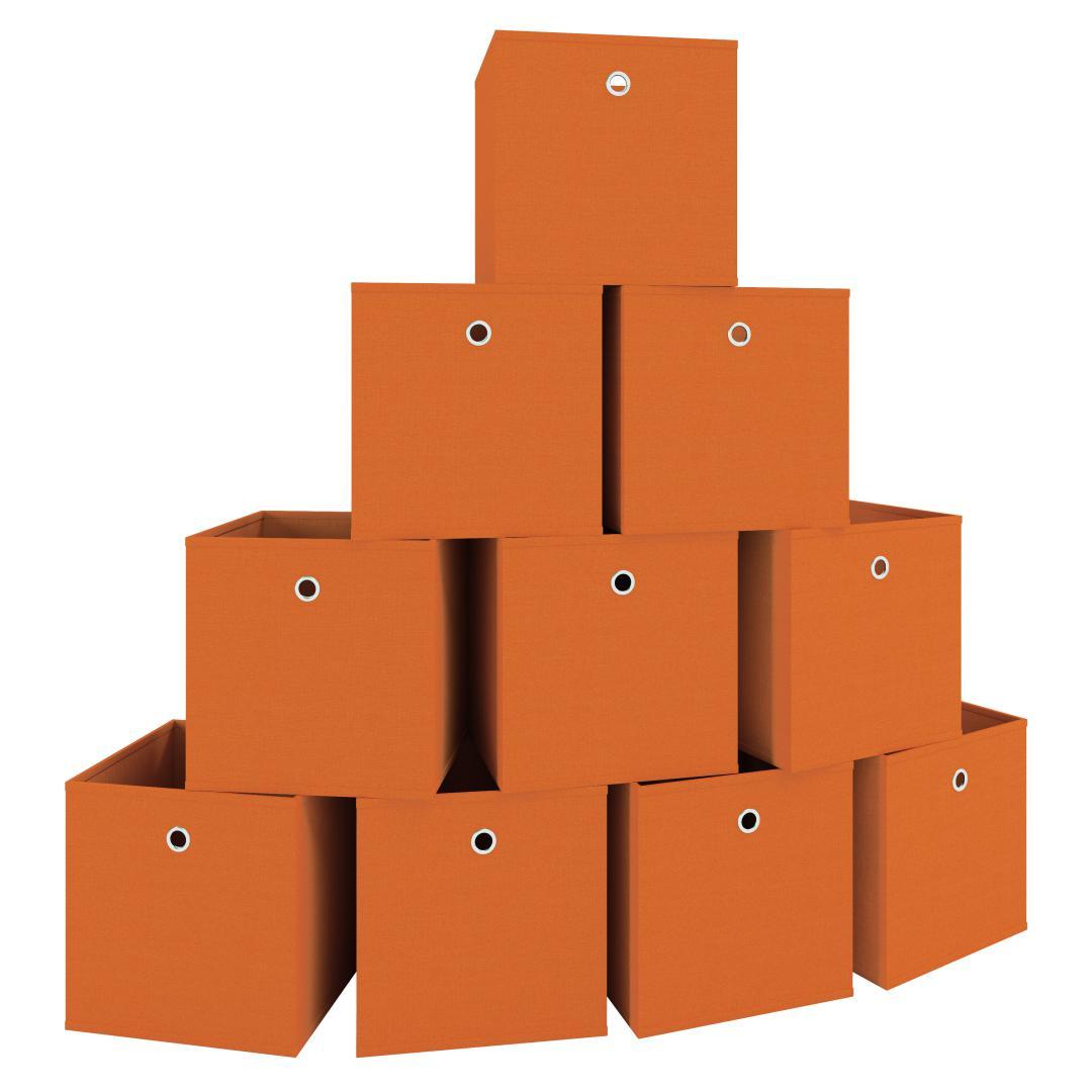 10er-Set Faltboxen BOXAS - orange - quadratisch