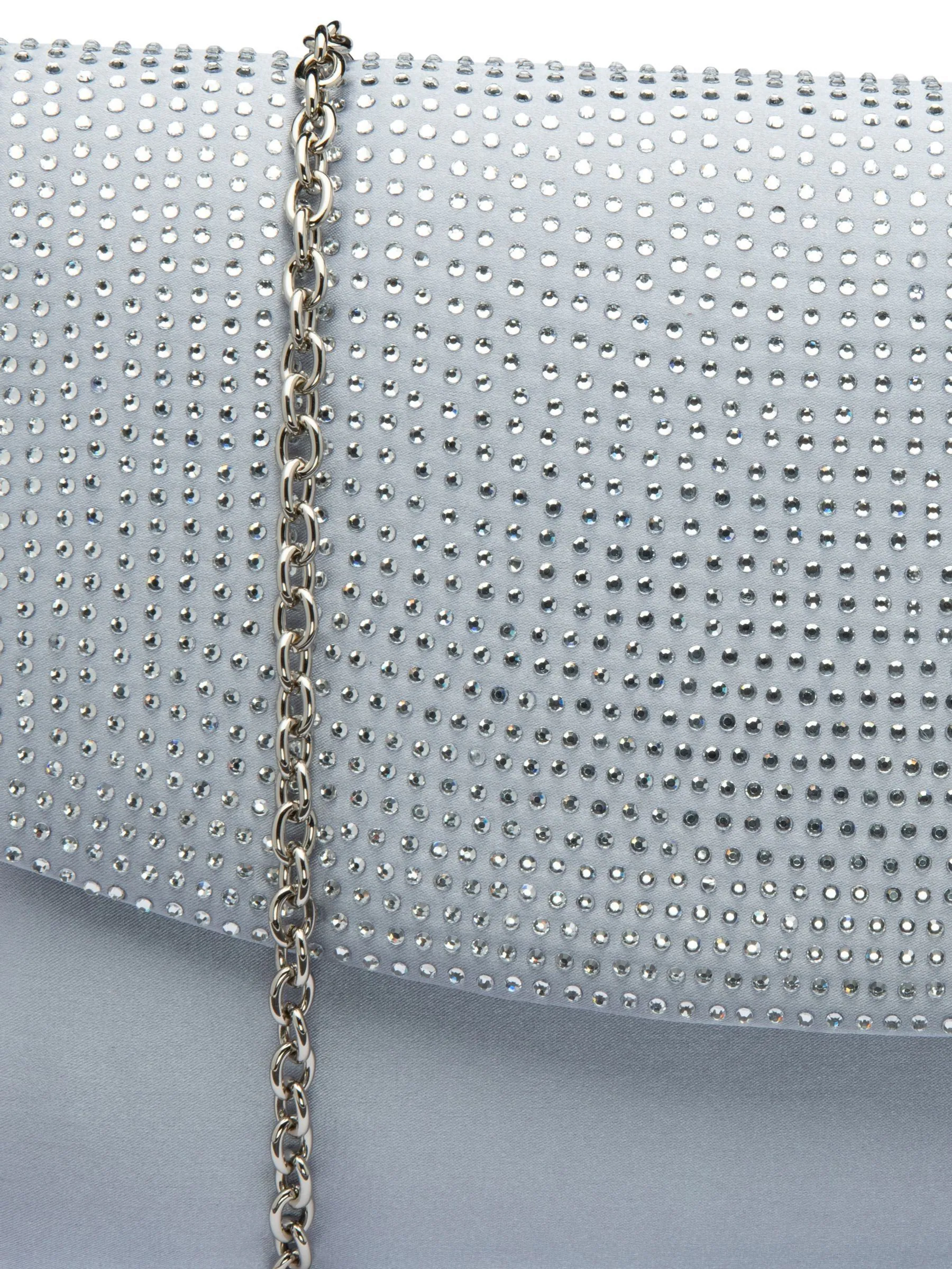 Geborsteld zilver - Ravel - Clutch met ketting