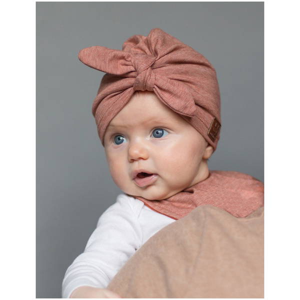 maximomaximo   GOTS Baby Turban mit Schleife rosso/hellbraunmeliert 45