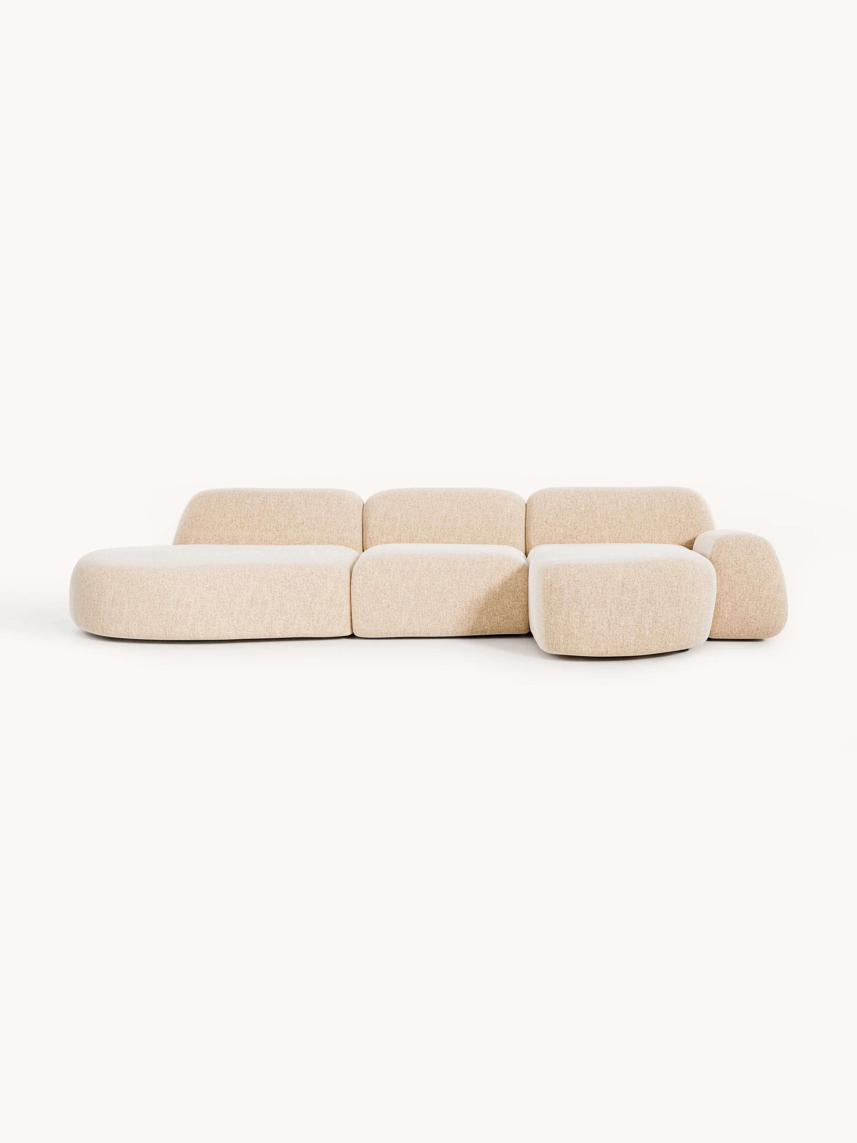 Modulaire bouclé hoekbank Wolke (4-zits) met chaise longue