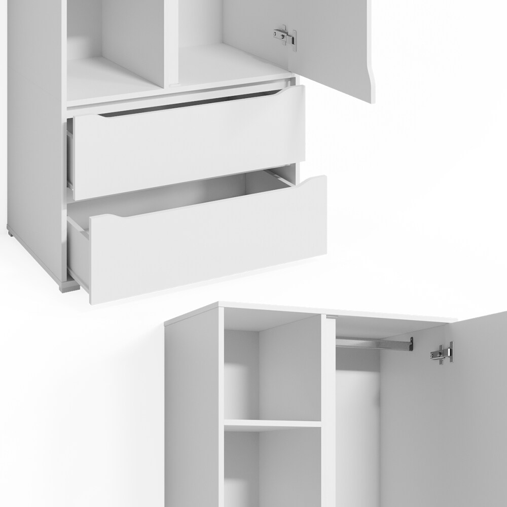 Vicco Kleiderschrank Schlafzimmerschrank Ruben 80cm mit Kleiderstange Schubladen