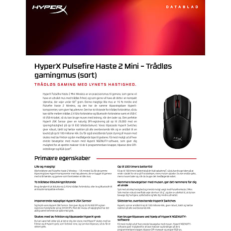 HyperX Pulsefire Haste 2 Mini trådløs gaming mus