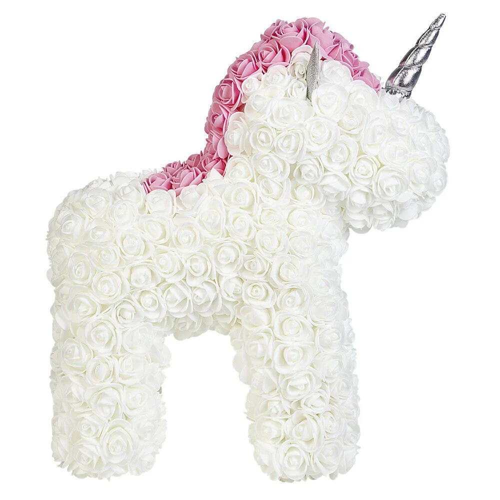 Licorne déco rose artificielle blanc rose argenté