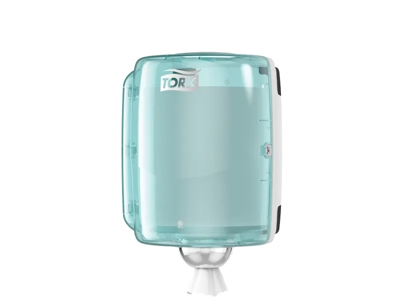 Dispenser Aftørringsrulle Tork W2 Vægophæng op til 30 cm Hvid/Turkis,1 Stk/krt