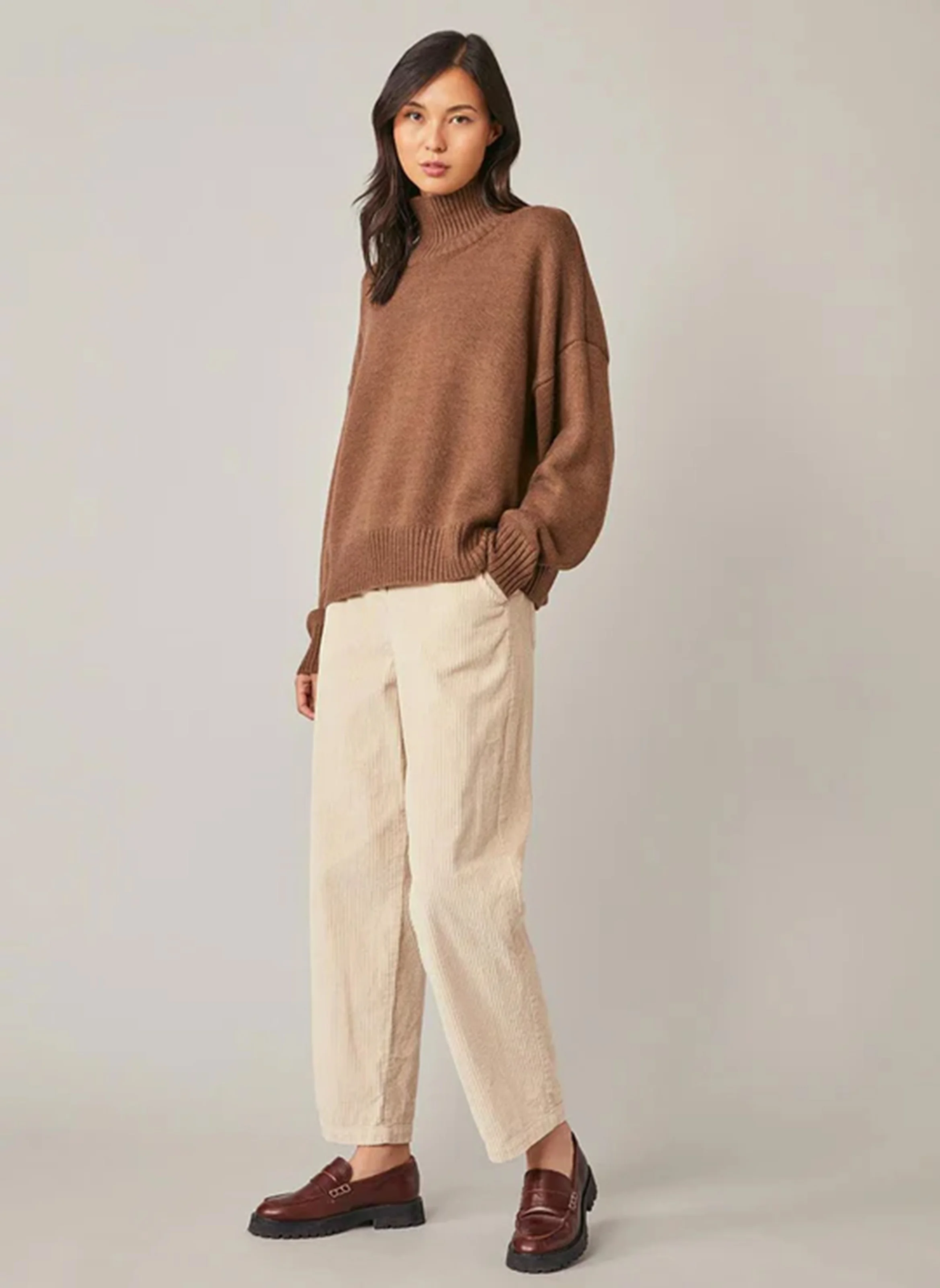 ENOCE - Pull oversize à col montant | Beige