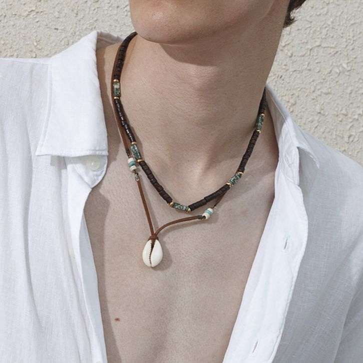Gretlyn - Schelphanger Turquoise gelaagde ketting