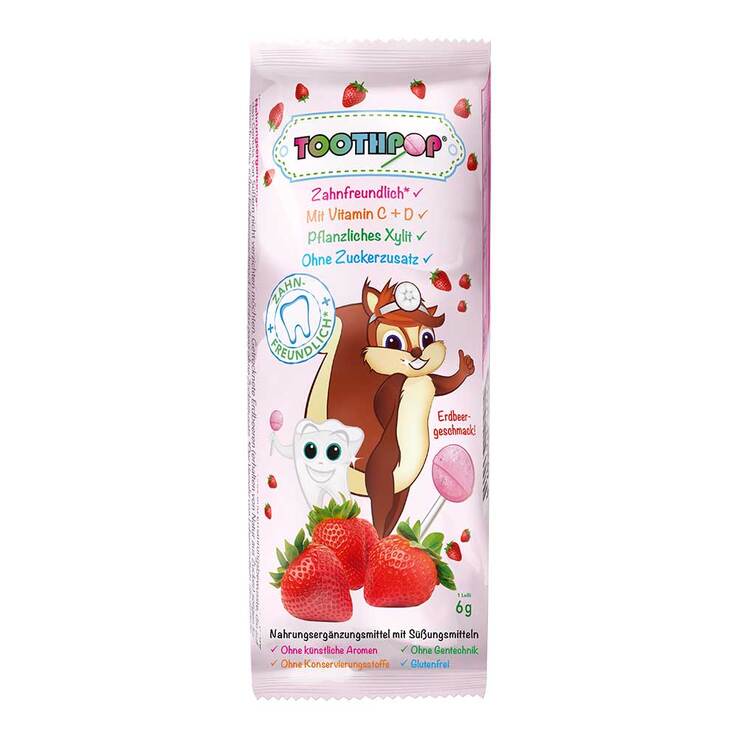 Toothpop Zahnpflege-Lolli Erdbeergeschmack, 1 St
