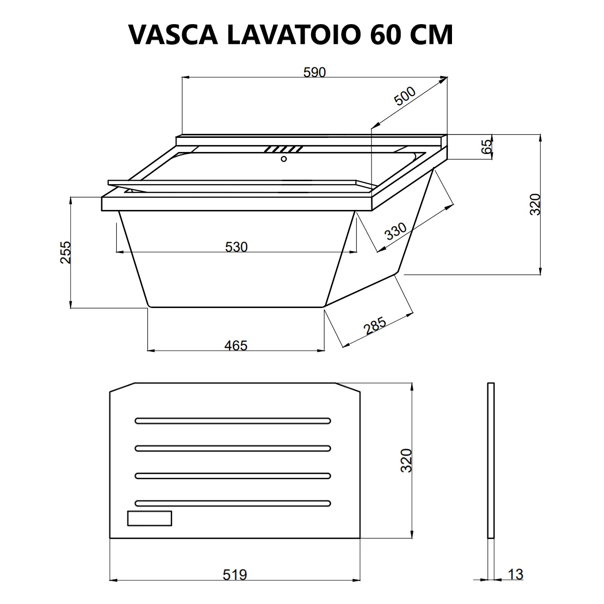 Kiamami Valentina kiavami_valentina Meuble buanderie avec lavoir 60cm - Chêne blanc