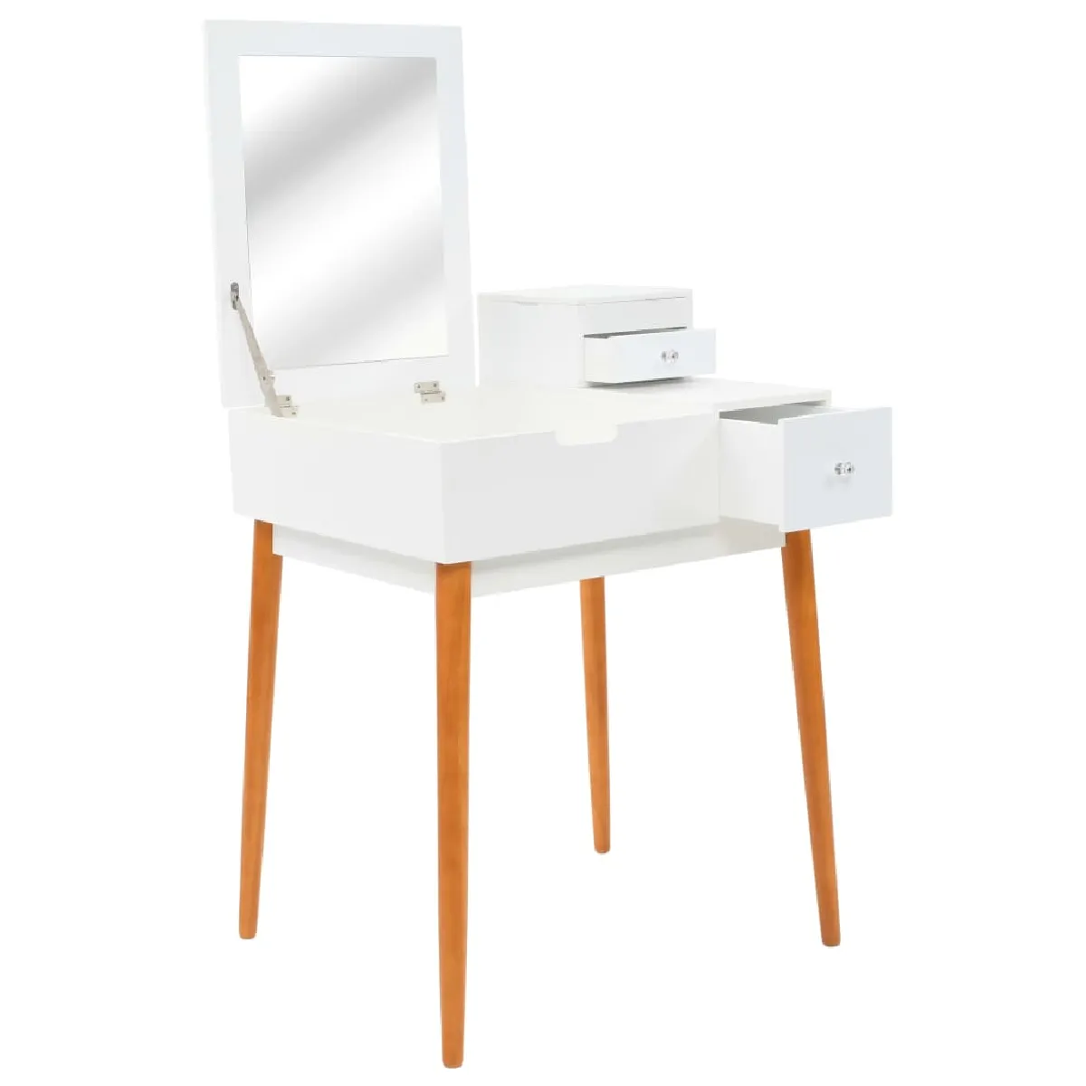 vidaXL Coiffeuse avec miroir - Blanc et marron