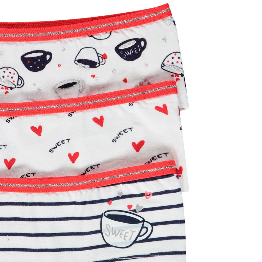 Lot de 3 shorties en coton pour fille - Blanc