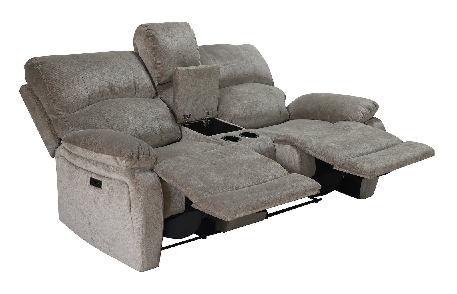 Denver 2-seter TV sofa Tekstil Slowly Beige. Med midtkonsoll, elektrisk regulering