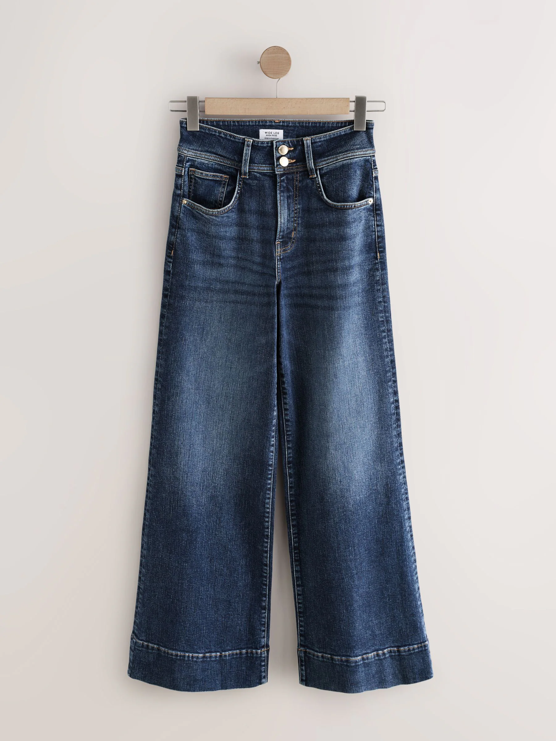 Donkerblauw - High Rise stretchy Jeans met wijde pijpen
