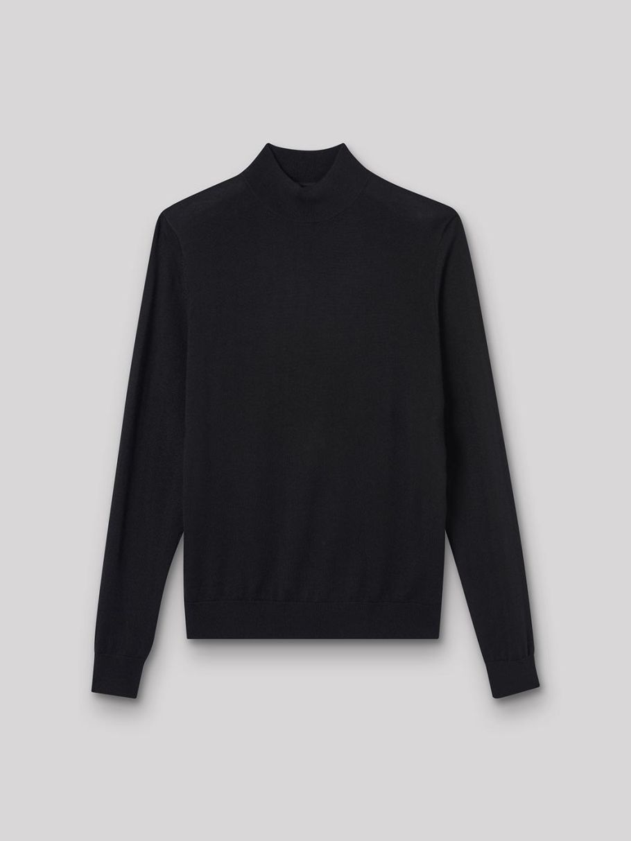 Pull col cheminée en laine mérinos