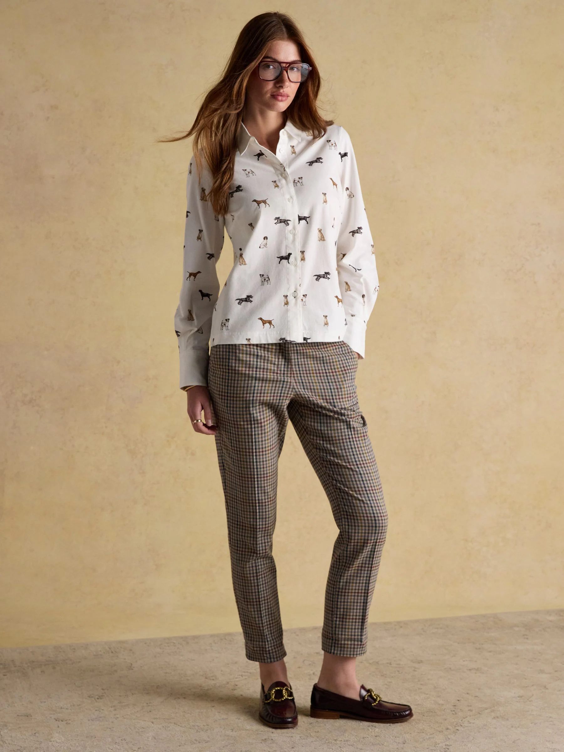 Wit met honden - Joules Eleanor Tomlinson katoenen jersey overhemd