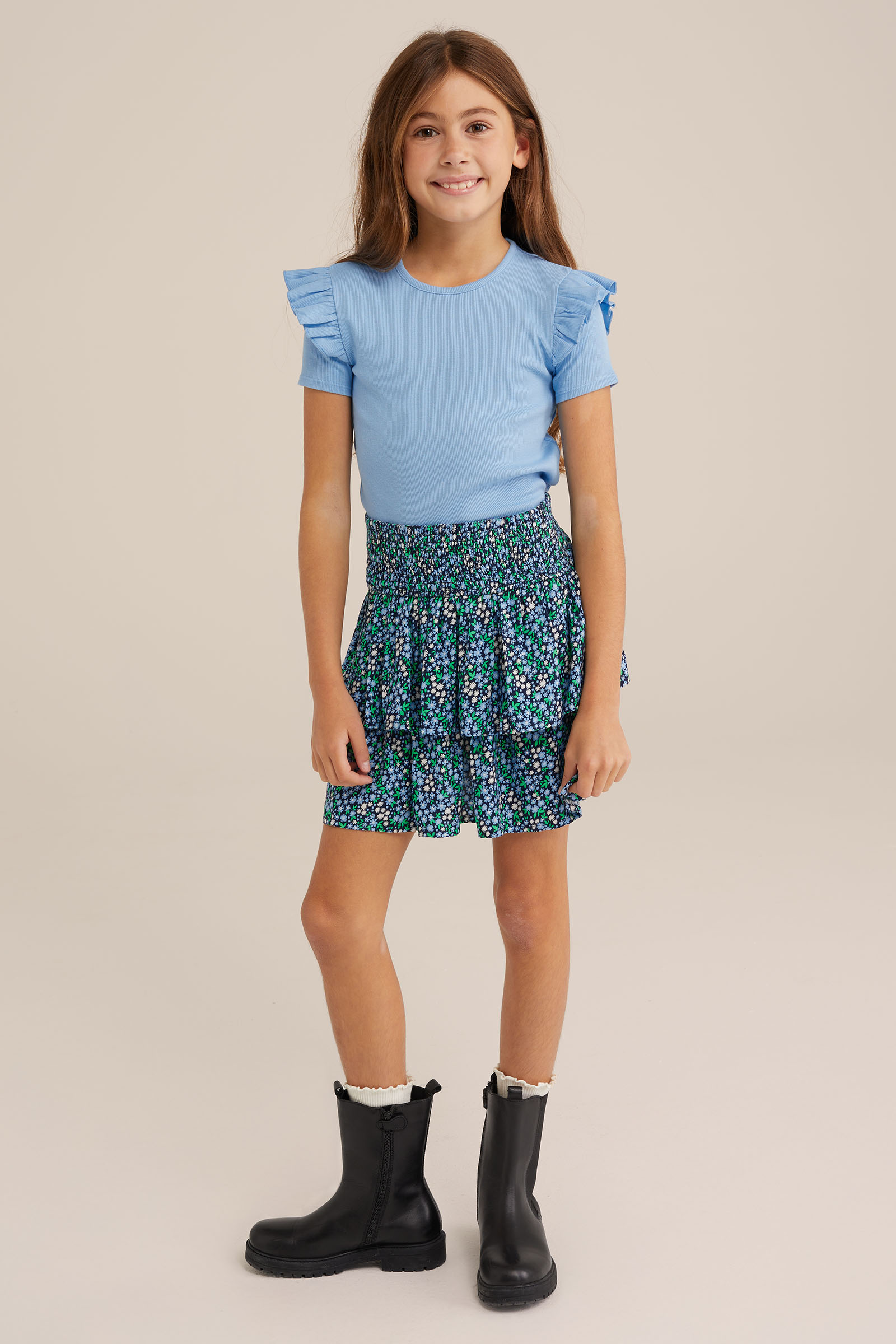 Meisjes rok met dessin WE Fashion Donkerblauw