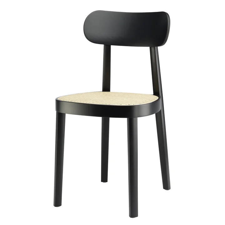 Thonet - 118 Stuhl, Rohrgeflecht mit Kunststoffstützgewebe / Buche schwarz gebeizt (TP 29)