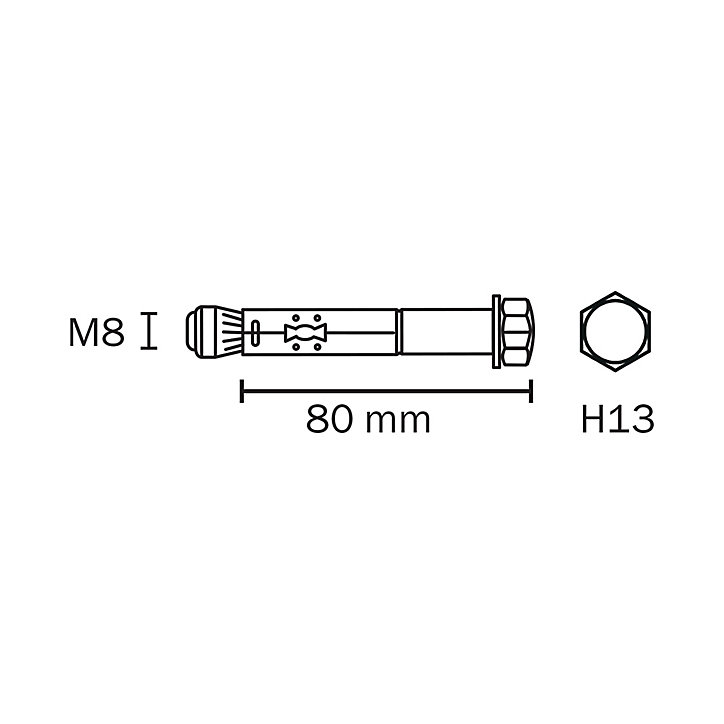 Cheville Diall métal traversant 8x80mm