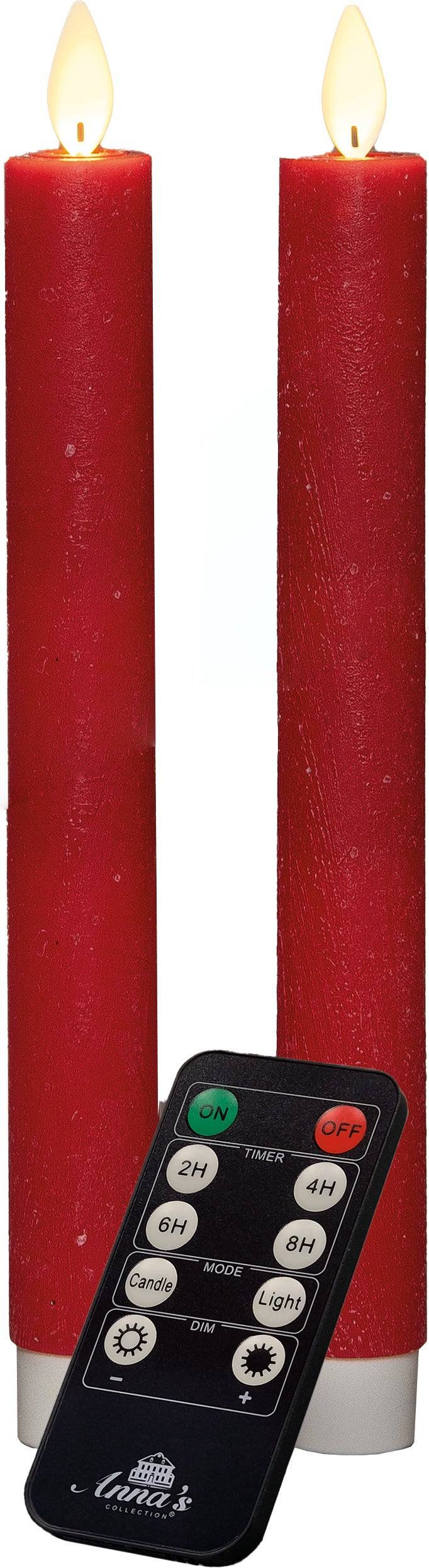 Anna's Collection LED dinerkaars rood D 2,5 H 23 cm 2 stuks