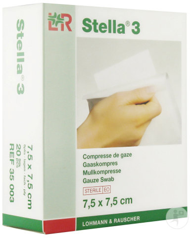 Lohmann & Rauscher Stella 3 Compresse De Gaze Stérile 7,5x7,5cm 20 Pièces (35003)