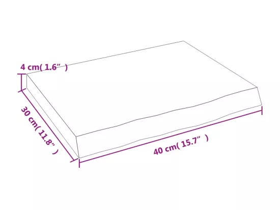 Comptoir de salle de bain 40x30x(2-4) cm bois massif non traité