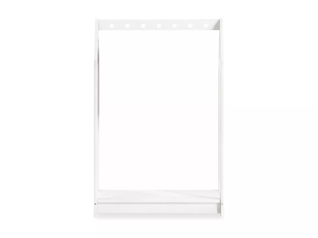 Portant Enfant SALLY en Pin Massif, Dressing Enfant avec Tringle à Vêtements, Penderie Enfant Montessori, Blanc