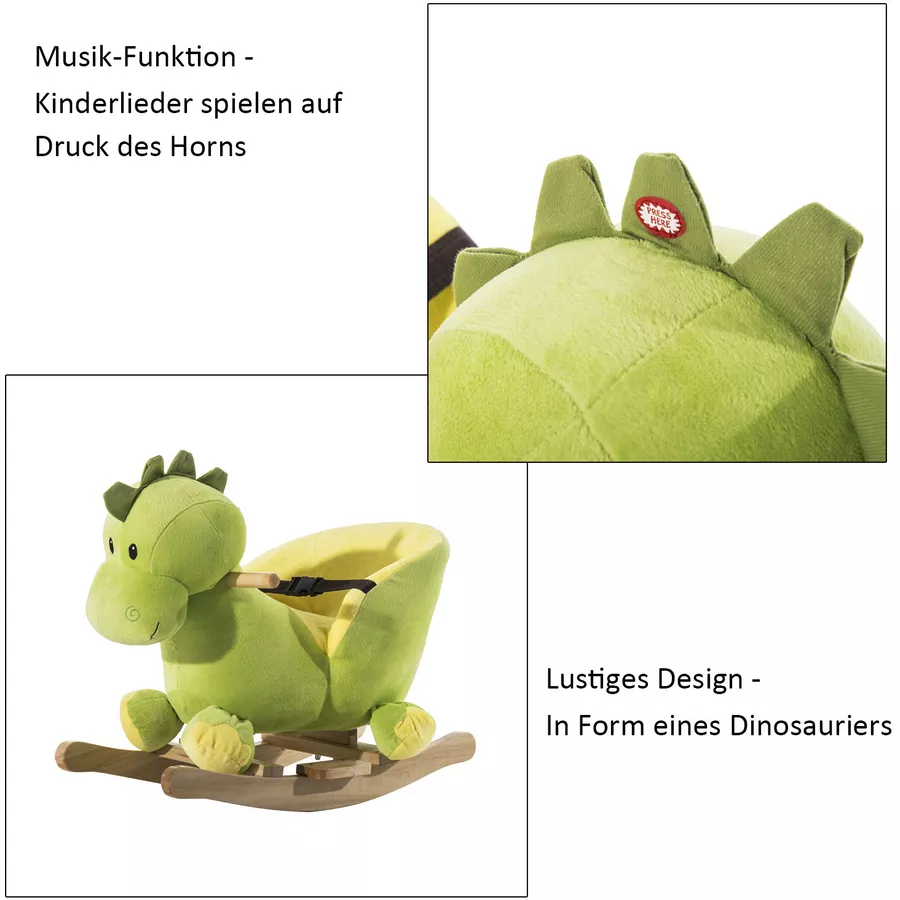 HOMCOM Kinder Schaukelwippe als Drache grün, hellgelb