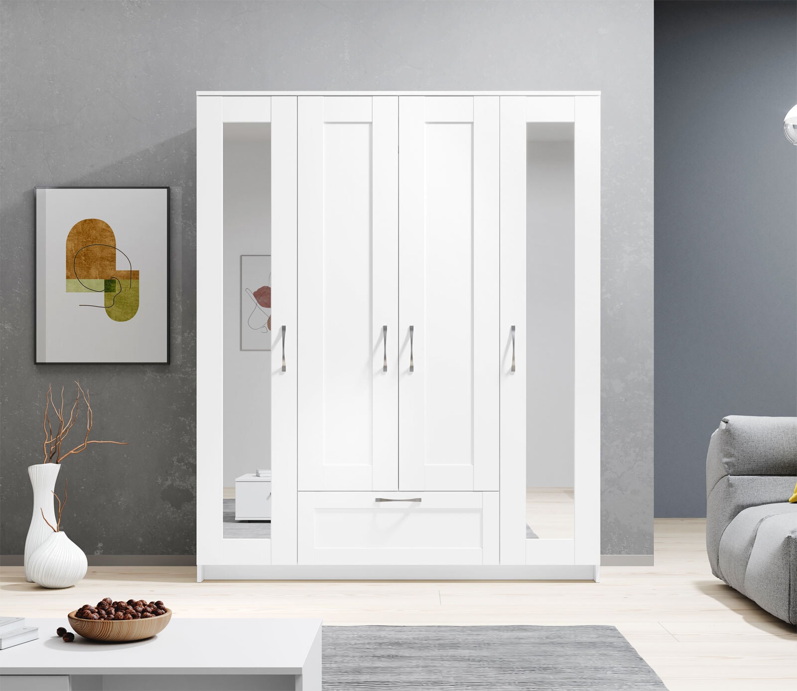 Kleiderschrank Salias 157x190x50 cm weiß